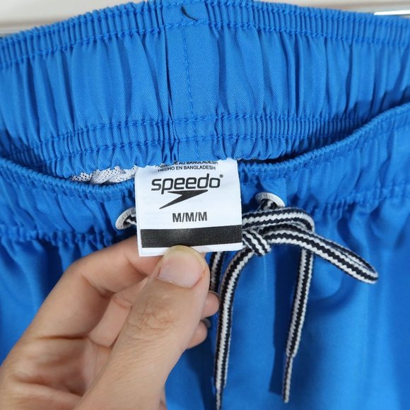 4/$25 SPEEDO Mens Size M Blue Neon Green Logo Swim Trunks - Picture 5 of 5
